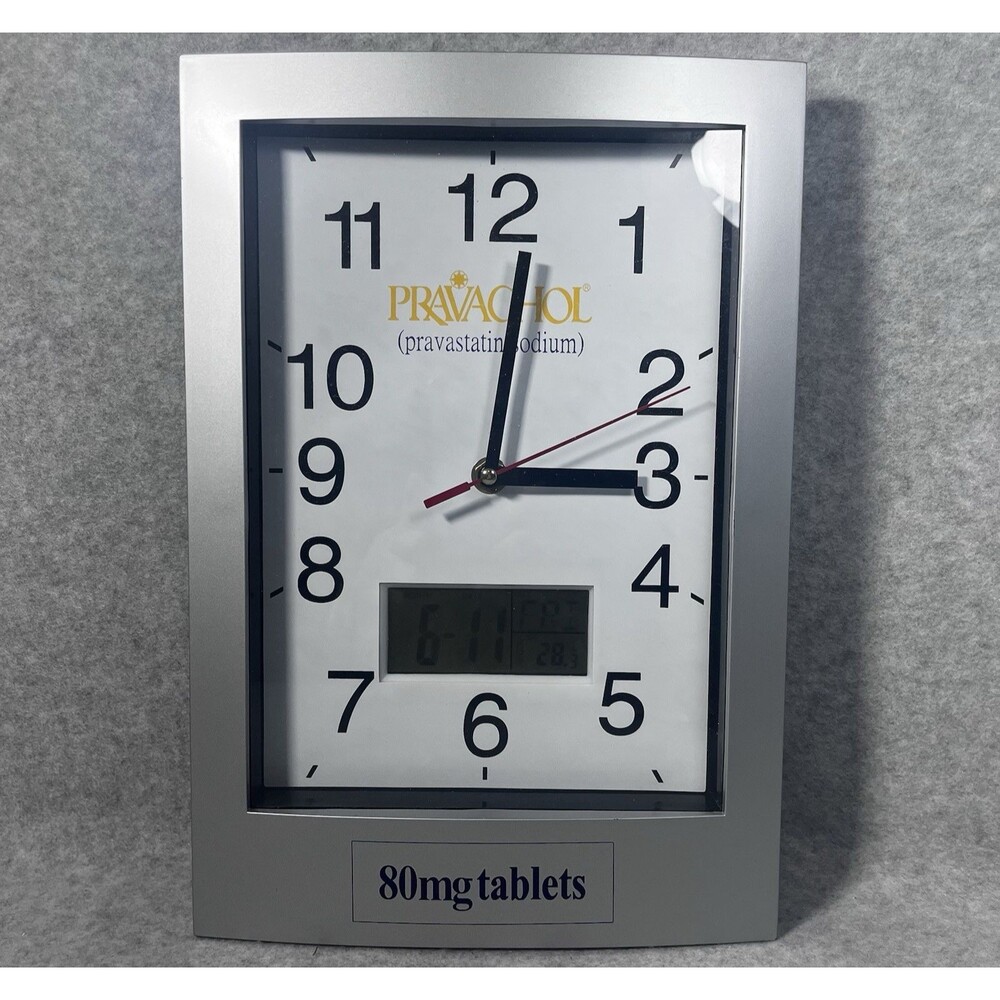 Pravachol Sodium Pharmacist Wall Clock RX Pharmaceutical Date Day Temperature‎
